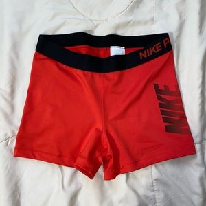 Red Nike Pro Spandex Shorts